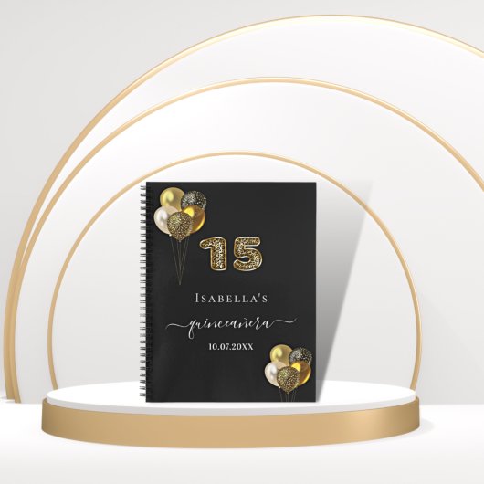 ゲストブックキンセアニェラブラック金ゴールドヒョウ柄 ノートブック