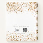 ゲストブックキンセアニェラホワイト金ゴールドグリッター名 ノートブック (裏面)