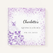 ゲストブックキンセアニラ銀色バイオレットエレガントドレス ノートブック (正面)