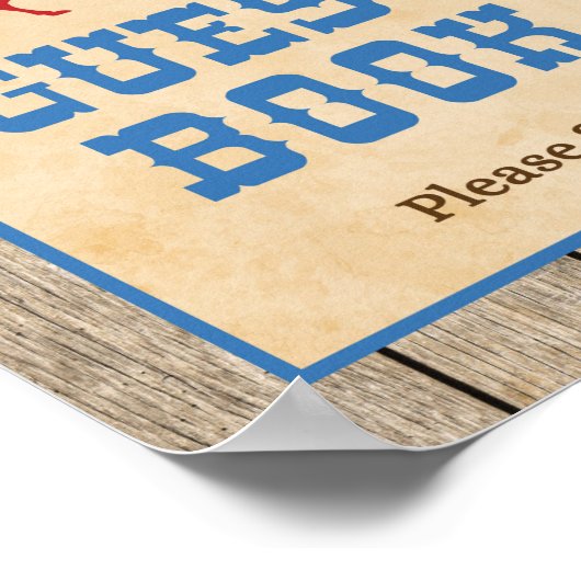 ゲストブックサインカウボーイウェスタンベビーシャワー ポスター (角)