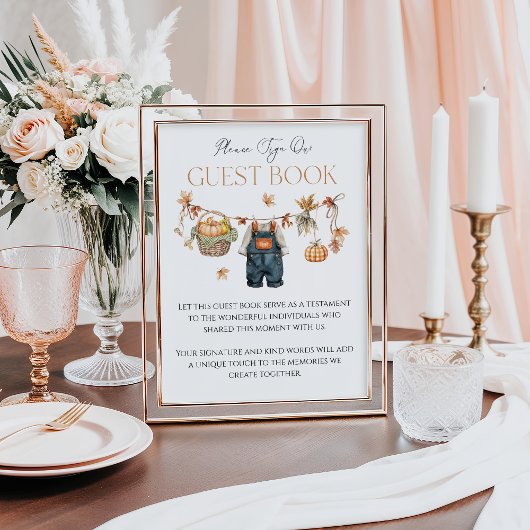 ゲストブックサインパンプキン素朴秋ベビーシャワー ポスター