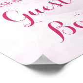 ゲストブックサインパープルピンク水彩花 ポスター (角)