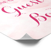 ゲストブックサインピンクウォーターカラーフラワーズ ポスター (角)