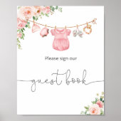 ゲストブックサインベビーガールの服の装飾 ポスター (正面)