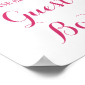 ゲストブックサインホワイトピンク水彩花 ポスター (角)