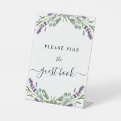 ゲストブックサインラベンダーバイオレットフローラユーカリ 台座サイン (正面)