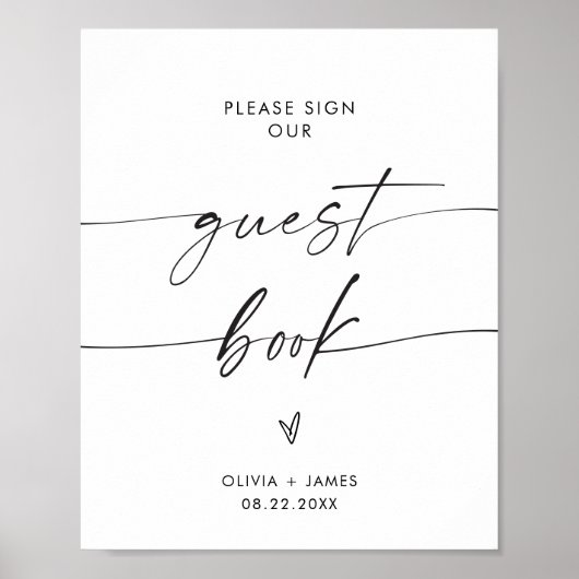ゲストブックサイン結婚に署名する ポスター (正面)
