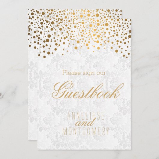 ゲストブックサイン - おしゃれなゴールドコンフェッティ (正面/裏面)
