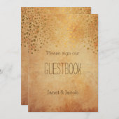 ゲストブックサイン - ゴールドコンフェッティ ヴィンテージ ウェディング (正面/裏面)