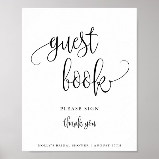 ゲストブックサイン, ミニマリストカリグラフィーポスター ポスター (正面)