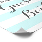 ゲストブックサイン ヴィンテージ ブルーフラワー ストライプ ポスター (角)