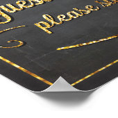 ゲストブックシャルボードアンド金ゴールドグリッター標識 ポスター (角)