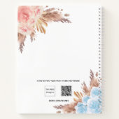 ゲストブックジェンダーがパンパスグラスの赤ちゃんシャワーを明らかにする ノートブック (裏面)