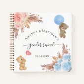 ゲストブックジェンダーがパンパスグラスの赤ちゃんシャワーを明らかにする ノートブック (正面)