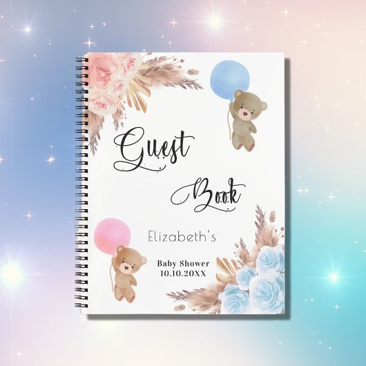 ゲストブックジェンダーがパンパスグラスの赤ちゃんシャワーを明らかにする ノートブック