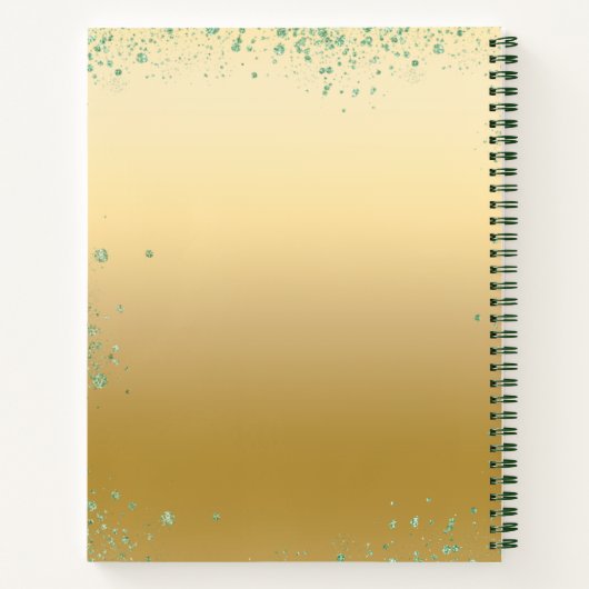 ゲストブックスイート16エメラルドグリーン金ゴールドドレス ノートブック (裏面)