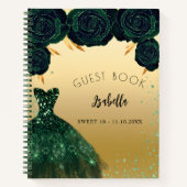 ゲストブックスイート16エメラルドグリーン金ゴールドドレス ノートブック (正面)