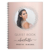 ゲストブックスイート16バラ金ゴールドシルバーフォト ノートブック (正面)