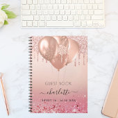 ゲストブックスイート16バラ金ゴールドピンクグリッター ノートブック
