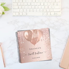 ゲストブックスイート16バラ金ゴールド赤面グリッター ノートブック