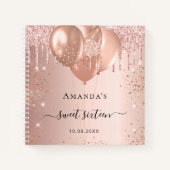 ゲストブックスイート16バラ金ゴールド赤面グリッター ノートブック (正面)