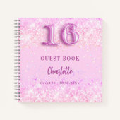 ゲストブックスイート16ピンク紙吹雪名 ノートブック (正面)