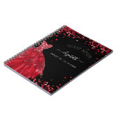 ゲストブックスイート16ブラックレッドドレスグリッター ノートブック (左側)