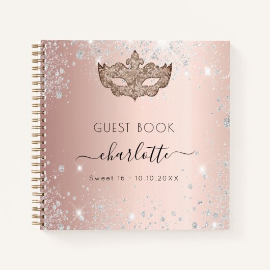ゲストブックスイート16マスカレードバラ金ゴールド ノートブック (正面)