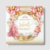 ゲストブックスイート16赤面ピンク金ゴールドバルーン ゲストブック (正面)