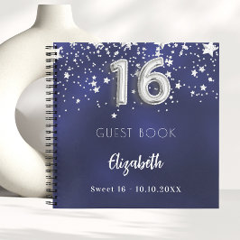 ゲストブックスウィート16ネイビーブルーシルバースター ノートブック