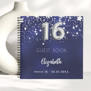 ゲストブックスウィート16ネイビーブルーシルバースター ノートブック