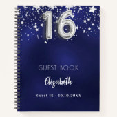 ゲストブックスウィート16ネイビーブルーシルバースター ノートブック (正面)