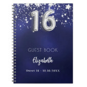 ゲストブックスウィート16ネイビーブルーシルバースター ノートブック (正面)