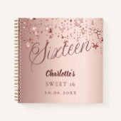 ゲストブックスウィート16バラ金ゴールドスター ノートブック (正面)