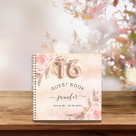 ゲストブックスウィート16パンパスグラスバラ金ゴールド ノートブック