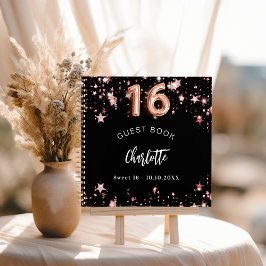 ゲストブックスウィート16ブラックバラ金ゴールドスター ノートブック