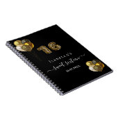 ゲストブックスウィート16ブラック金ゴールドヒョウ風船 ノートブック (右側)