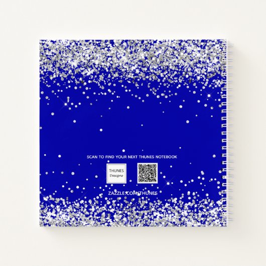 ゲストブックスウィート16ブルー王室のドレスグリッター ノートブック (裏面)