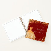 ゲストブックスウィート16レッド金ゴールドグリッタードレス ノートブック (内部)