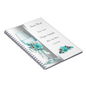 ゲストブックティール（緑がかった色）ホワイトベージュバラ ノートブック (右側)