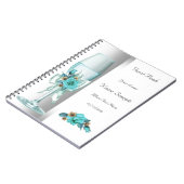 ゲストブックティール（緑がかった色）ホワイトベージュバラ ノートブック (左側)