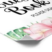 ゲストブックテーブルサイントロピカルピンクフローラ ポスター (角)