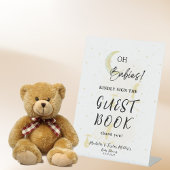 ゲストブックニュートラルツインストークベビーシャワー 台座サイン