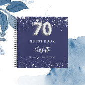 ゲストブックネイビーブルーシルバースターズ70歳の誕生日 ノートブック