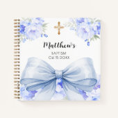 ゲストブックバプティスブルーボウ花模様ボーイ ノートブック (正面)