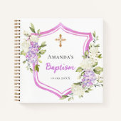 ゲストブックバプテスクレストピンク紫色の花女 ノートブック (正面)