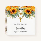 ゲストブックバプテスサンフラワーズウォーター色クロス ノートブック (正面)