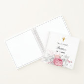ゲストブックバプテスピンクベビーガール花模様ホワイト ノートブック (内部)