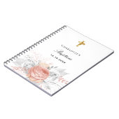 ゲストブックバプテスマバラ金ゴールド花模様銀 ノートブック (左側)