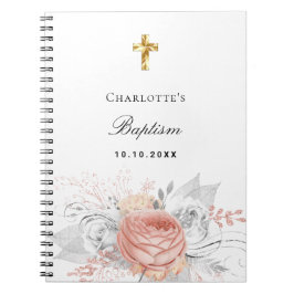 ゲストブックバプテスマバラ金ゴールド花模様銀 ノートブック